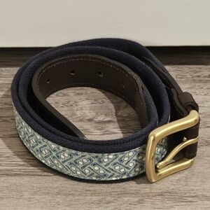 Vineyard Vines GreenGolf Logo Canvas Belt - Brass Buckle - Size 34x1.25"